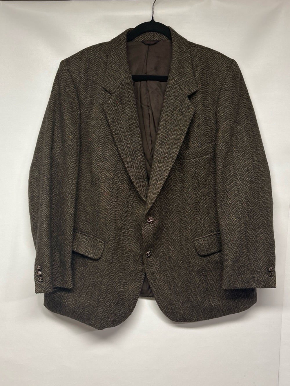 Men's Brown Tweed Herringbone Wool Sport Coat - Tailored Blazer